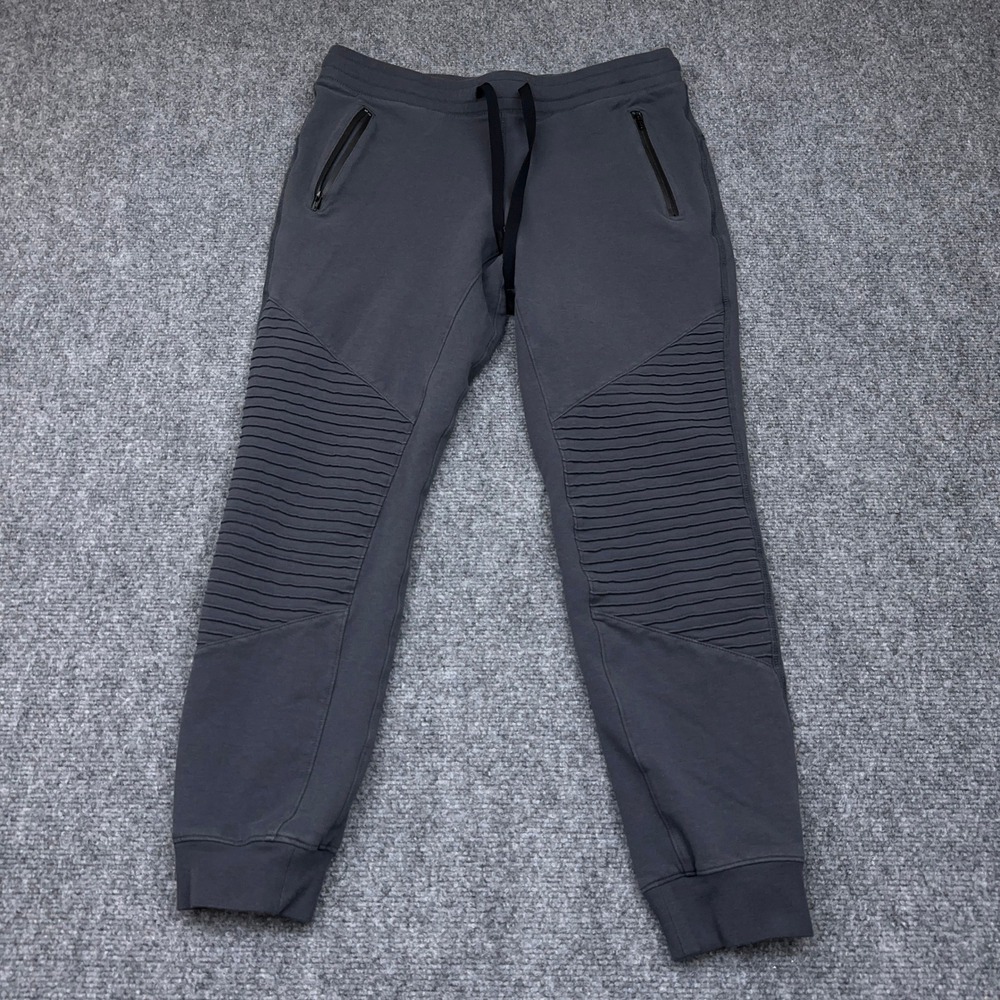 Alo Yoga Urban Moto Jogger Women M Anthracite Gray Ribbed Knee Zipper Pockets